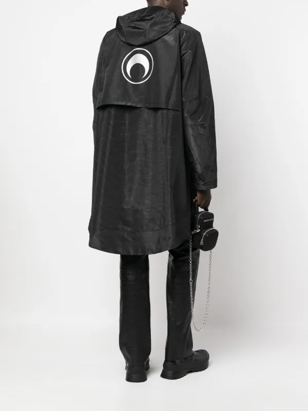 Marine Serre Hooded logo-print Windbreaker | Black | FARFETCH BH
