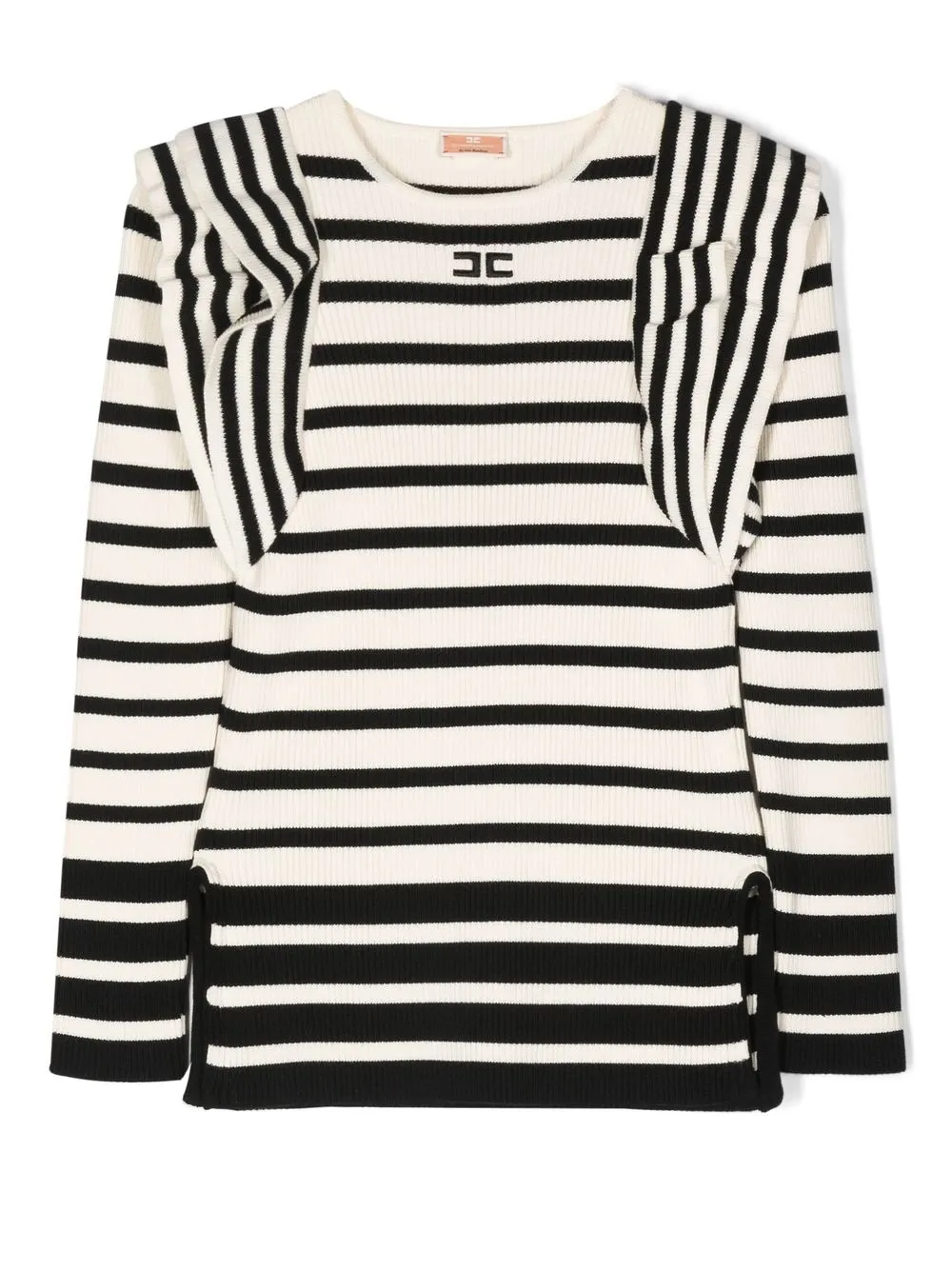 

Elisabetta Franchi La Mia Bambina logo-embroidered ribbed-knit sweater - Black