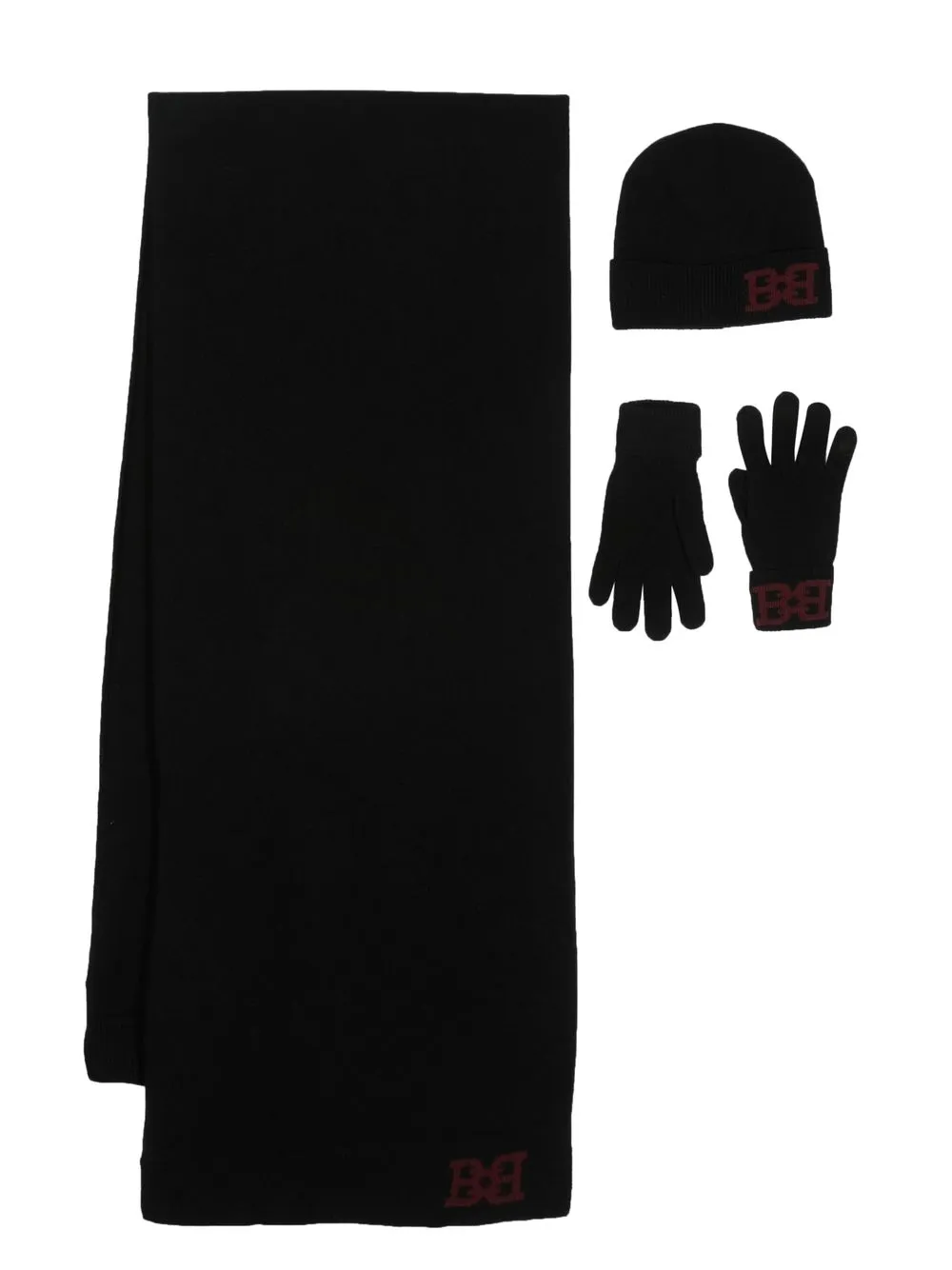 

Bally logo wool scarf set - Black