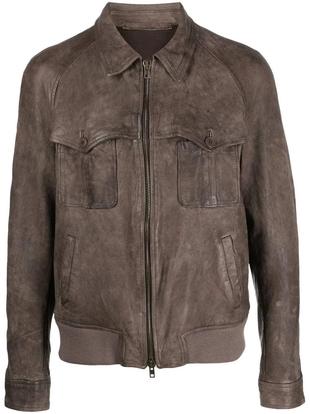 

Salvatore Santoro raglan-sleeve leather jacket - Grey