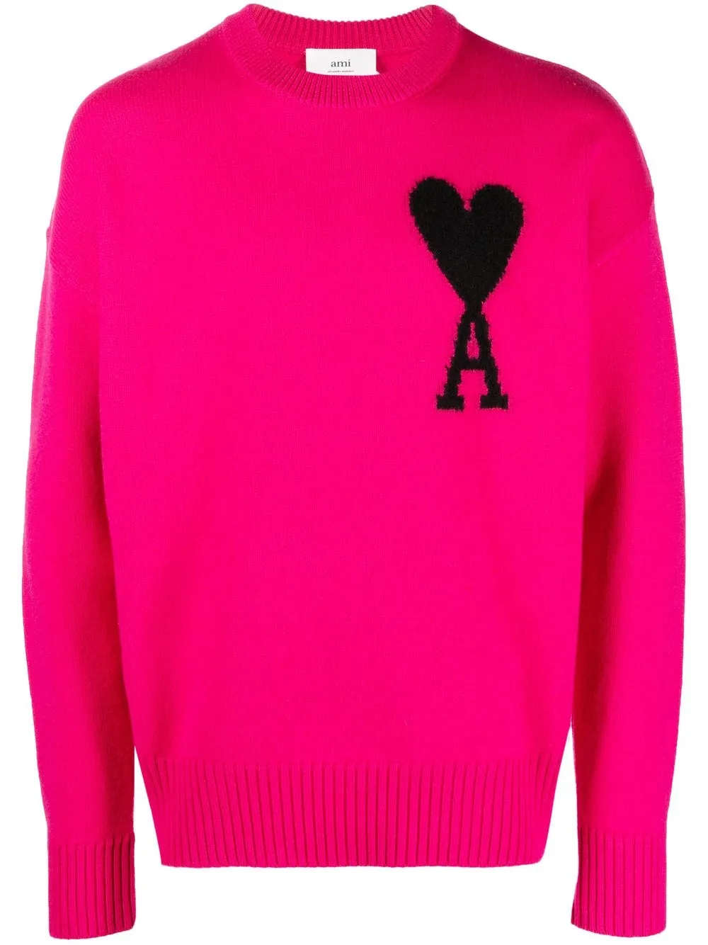 

AMI Paris intarsia-knit logo crew-neck jumper - Pink