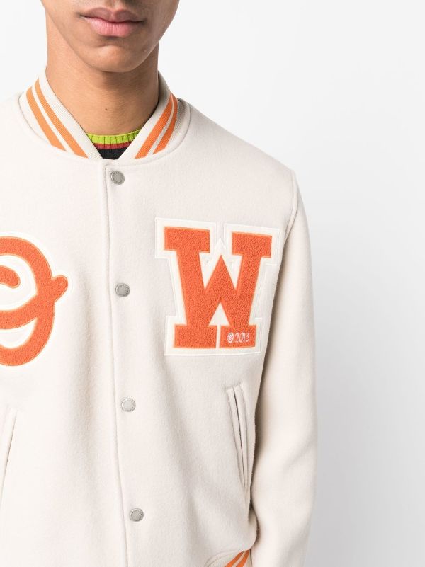 Women's Wool And Leather Varsity Jacket by Off-white