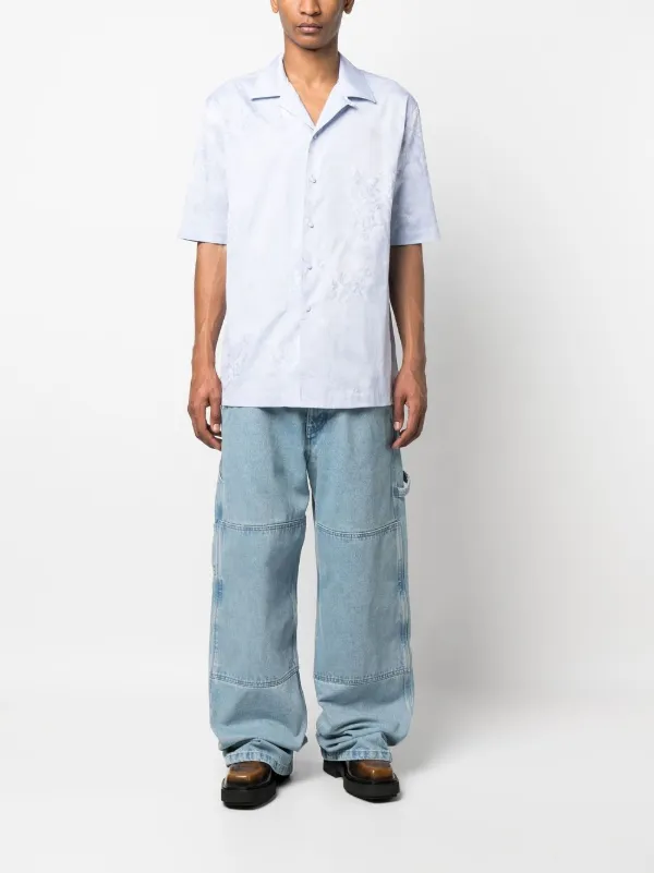Off-White angel-motif Jacquard short-sleeved Shirt | Blue