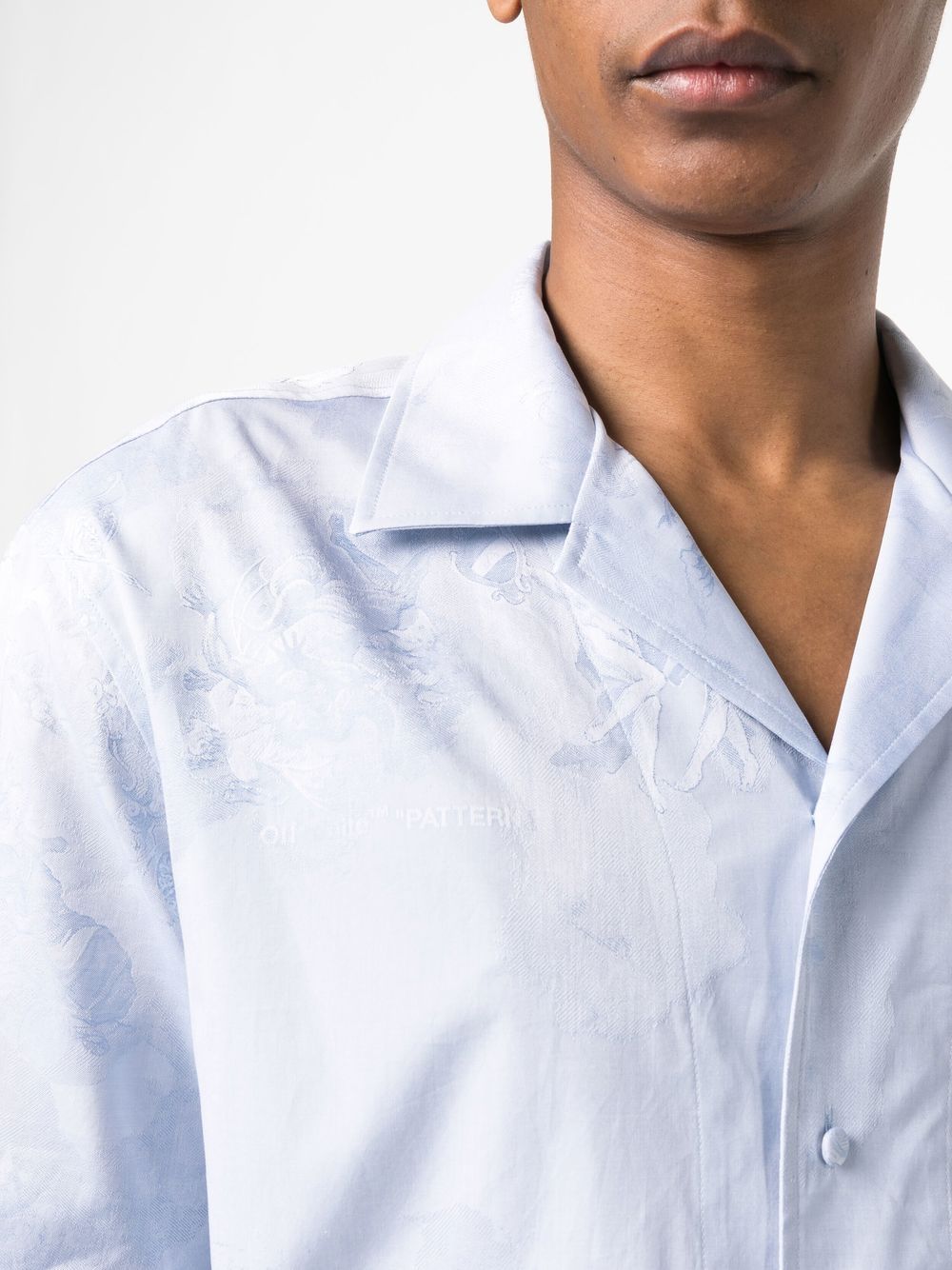 Shop Off-white Angel-motif Jacquard Short-sleeved Shirt In Blue