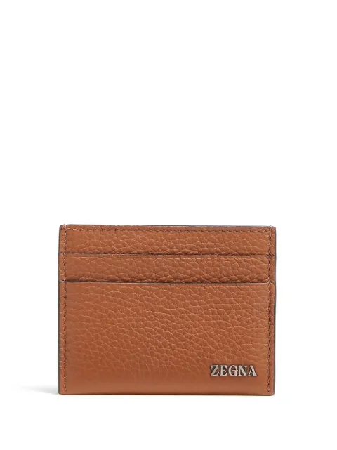 Zegna logo-plaque leather cardholder