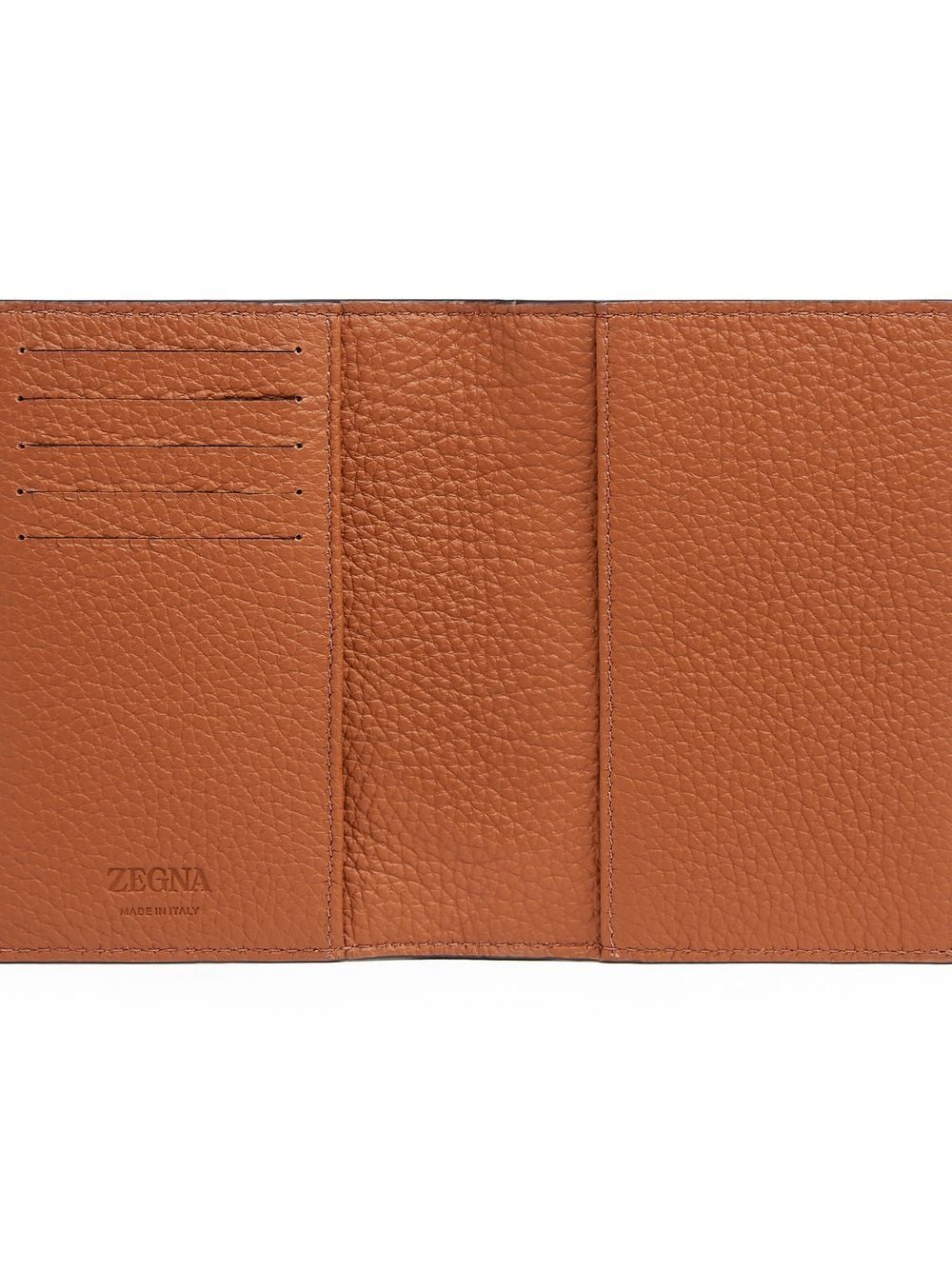 Shop Zegna Logo-plaque Leather Passport Case In Braun