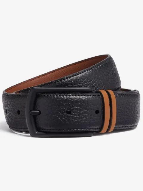 Zegna stripe-detail leather belt