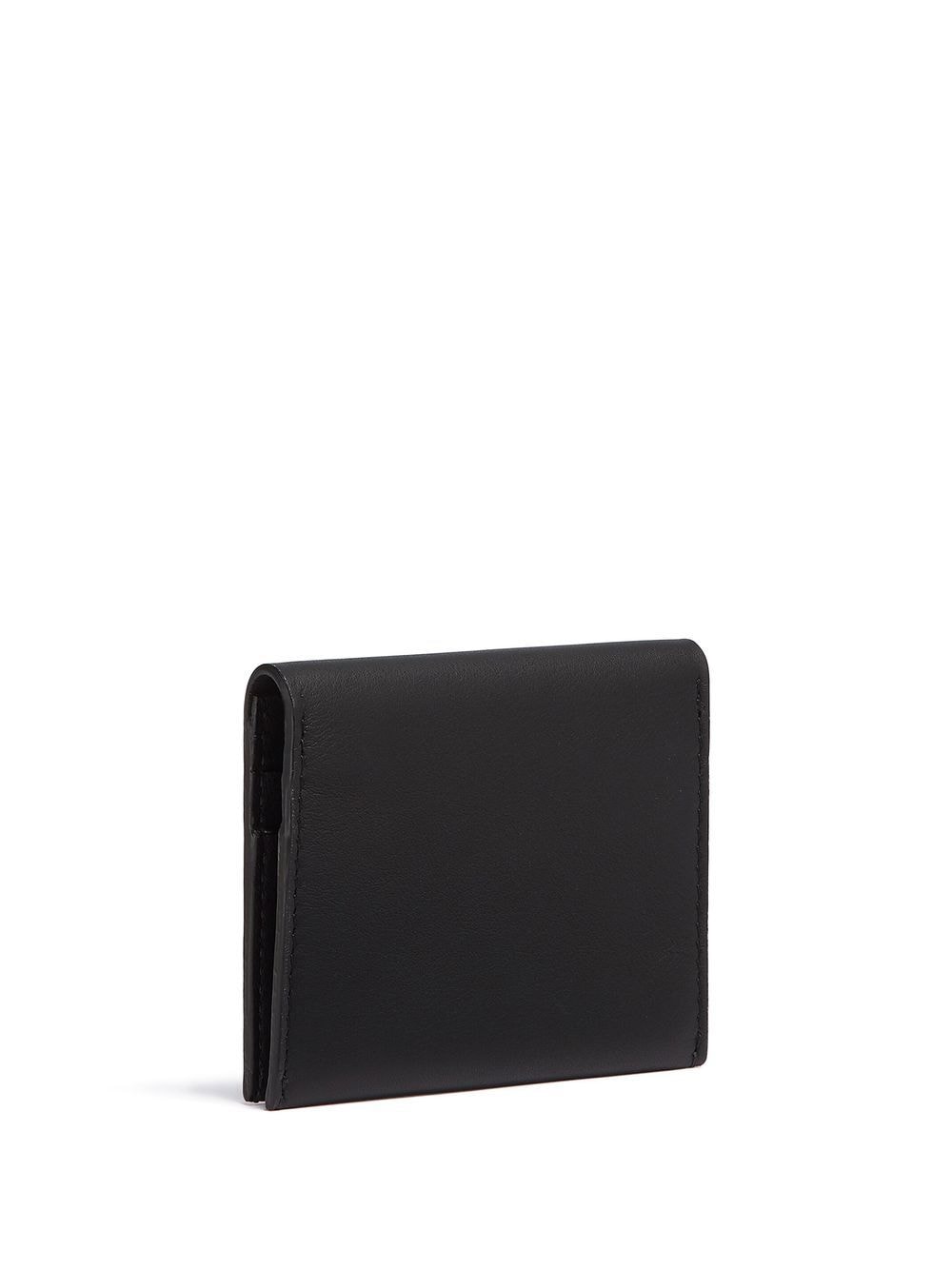 Shop Zegna Foldable Leather Cardholder In Black