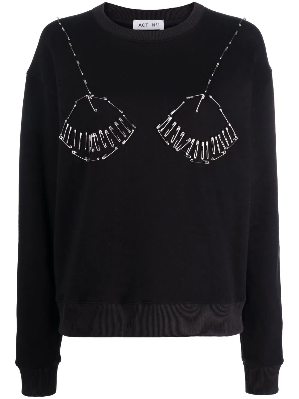 

Act N°1 safety pin cotton sweatshirt - Black