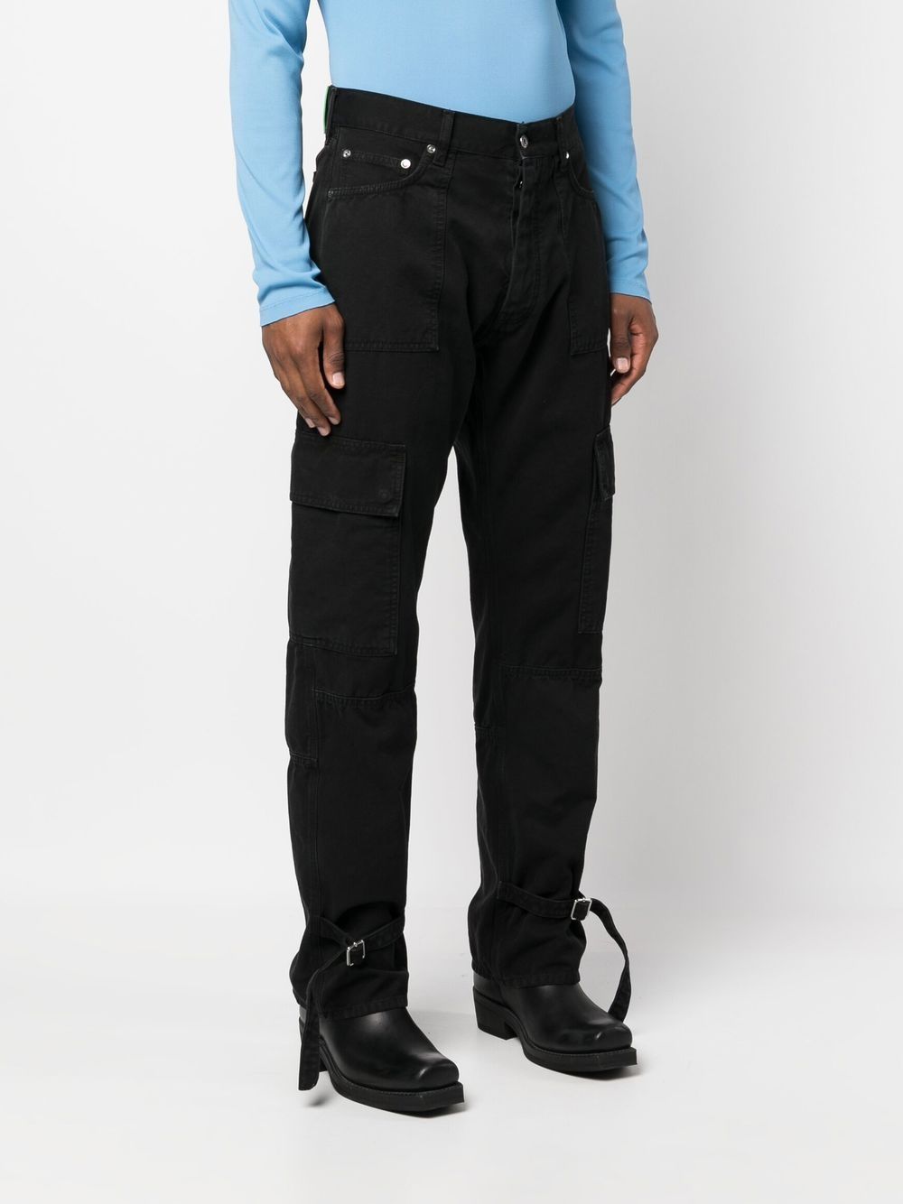 Shop Off-white Buckle-detail Cargo Trousers In Black