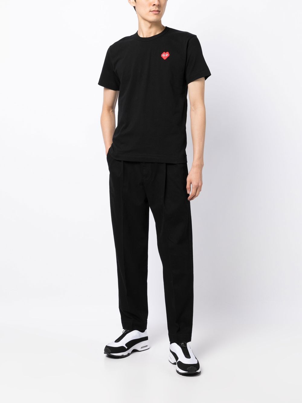 Comme Des Garçons Play x Invader T-shirt met hartpatch - Zwart