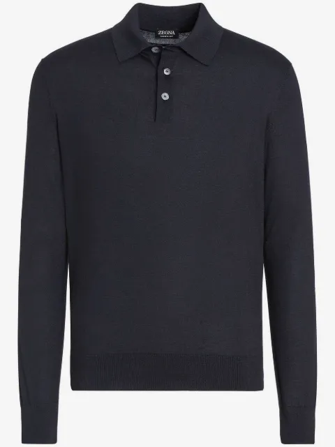 Zegna playera tipo polo tejida manga larga