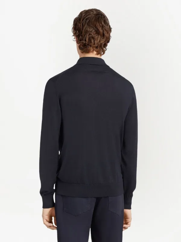 Ermenegildo Zegna 黒 長袖ポロシャツ Zegna ロングスリーブ ポロシャツ | ブルー | FARFETCH JP