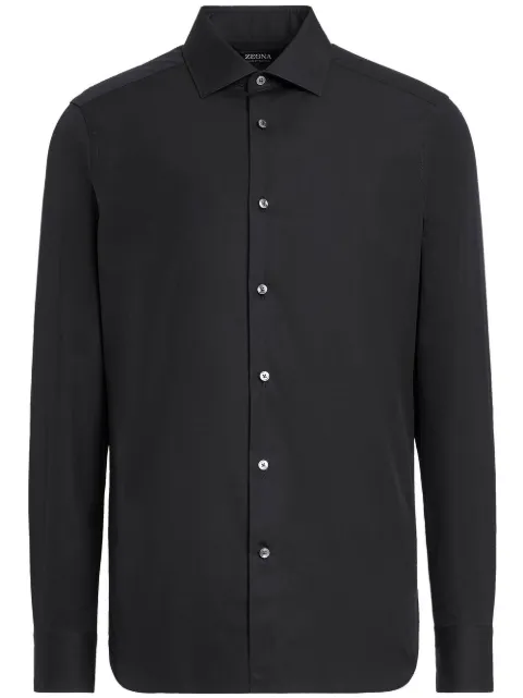 Zegna camisa manga larga con cuello italiano