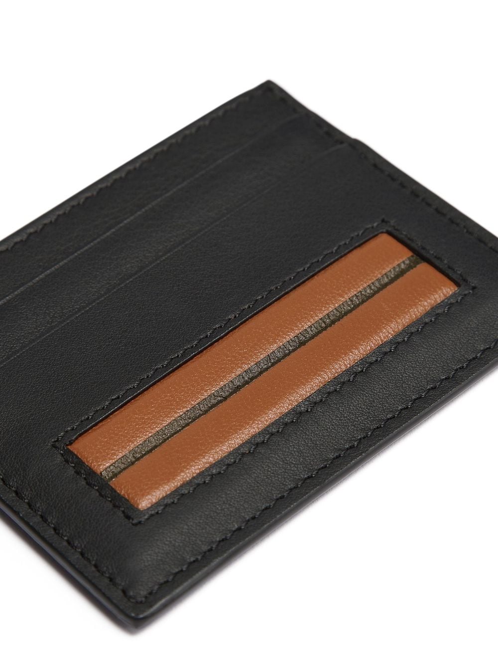 Shop Zegna Stripe-detail Leather Cardholder In Black