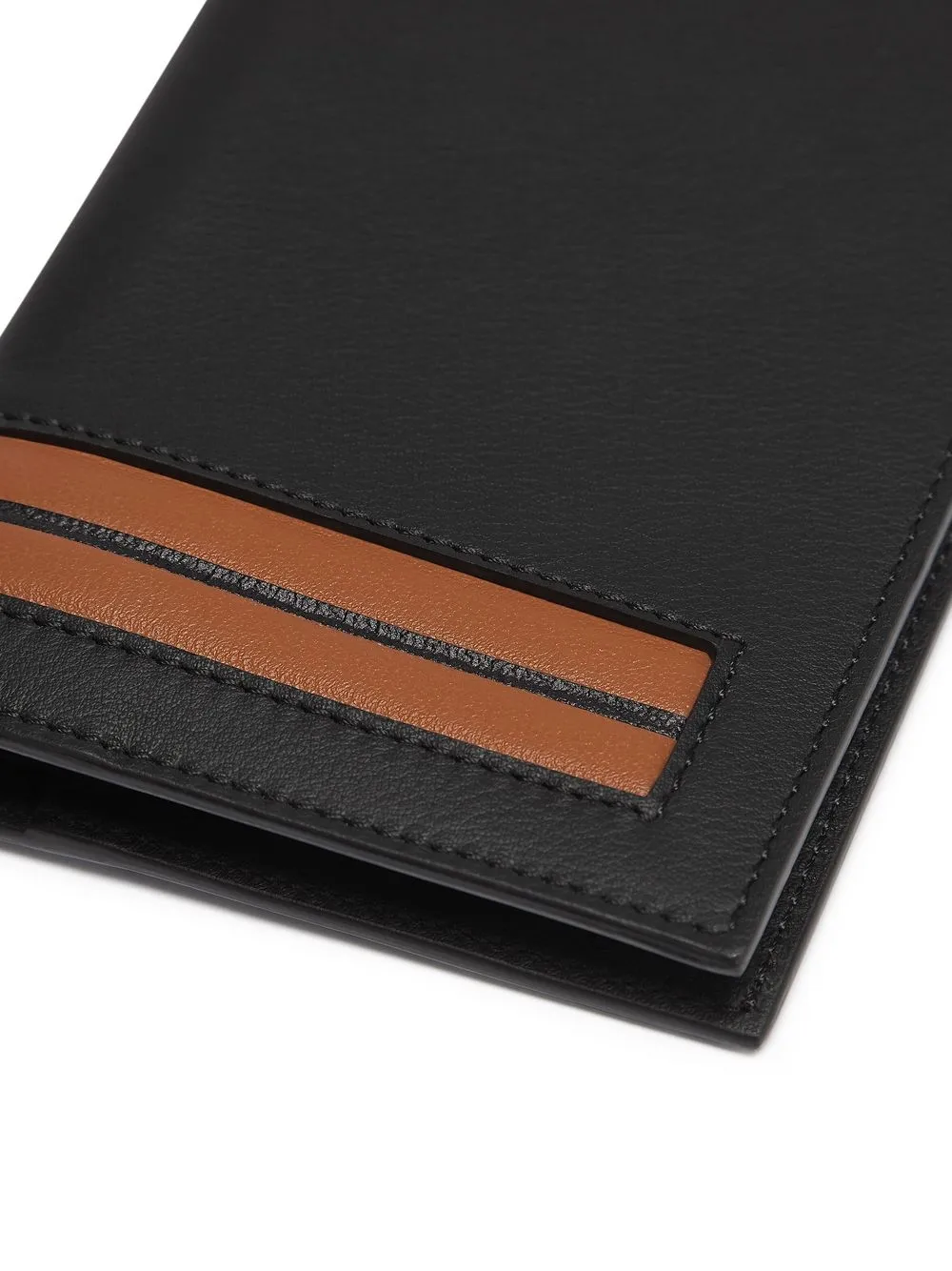 Zegna Stripe-detail Leather Passport Case In Black