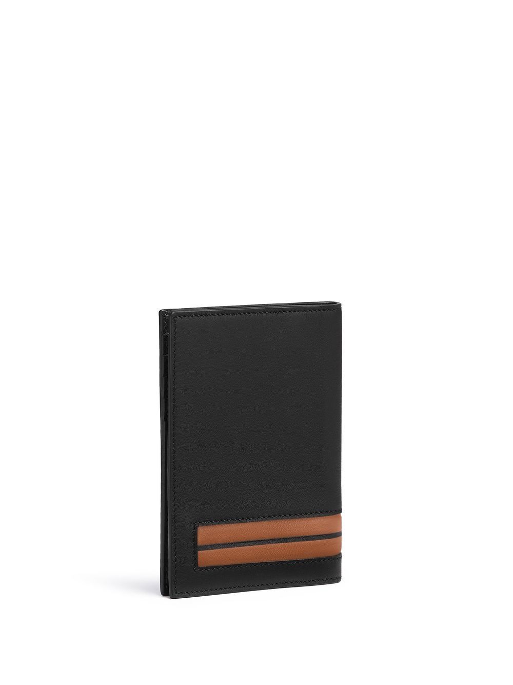 Zegna stripe-detail leather passport case - Black