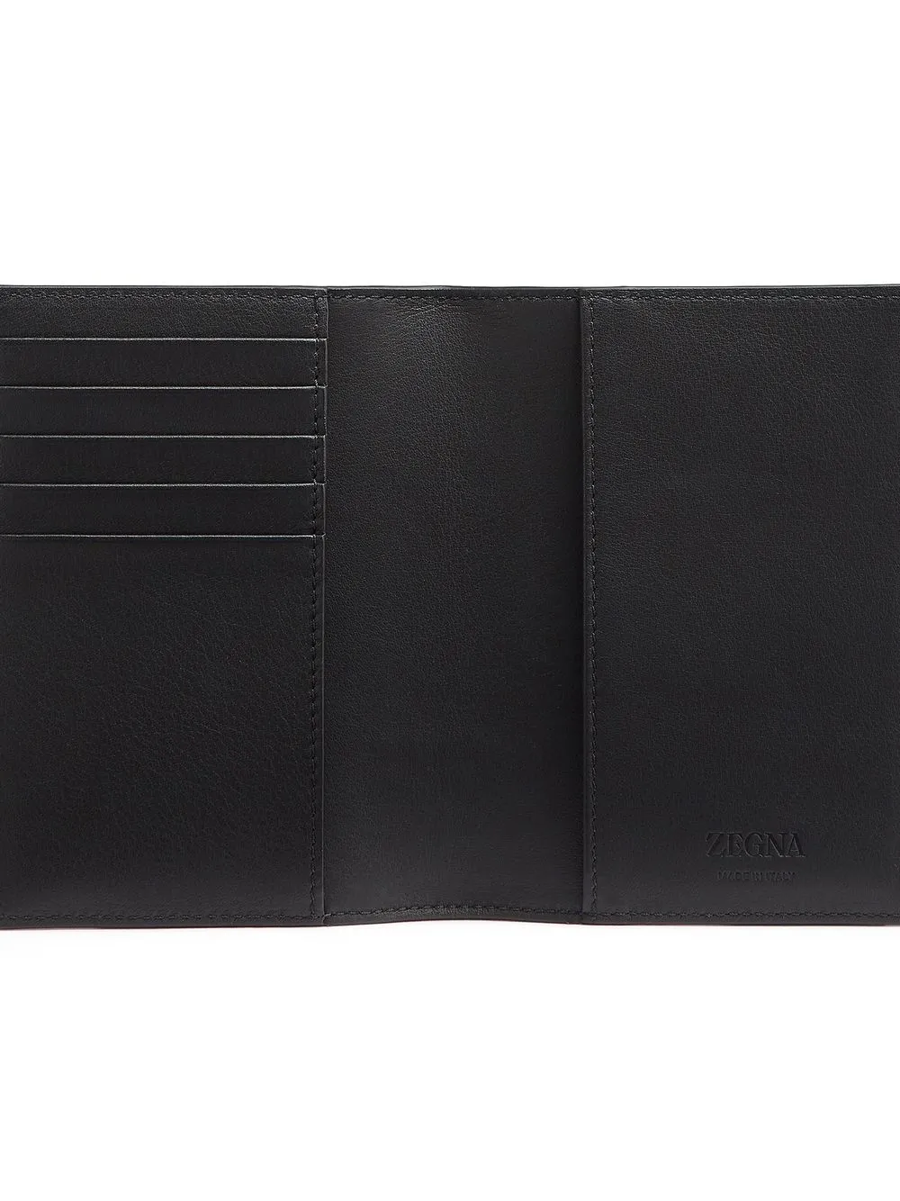 Zegna Stripe-detail Leather Passport Case In Black