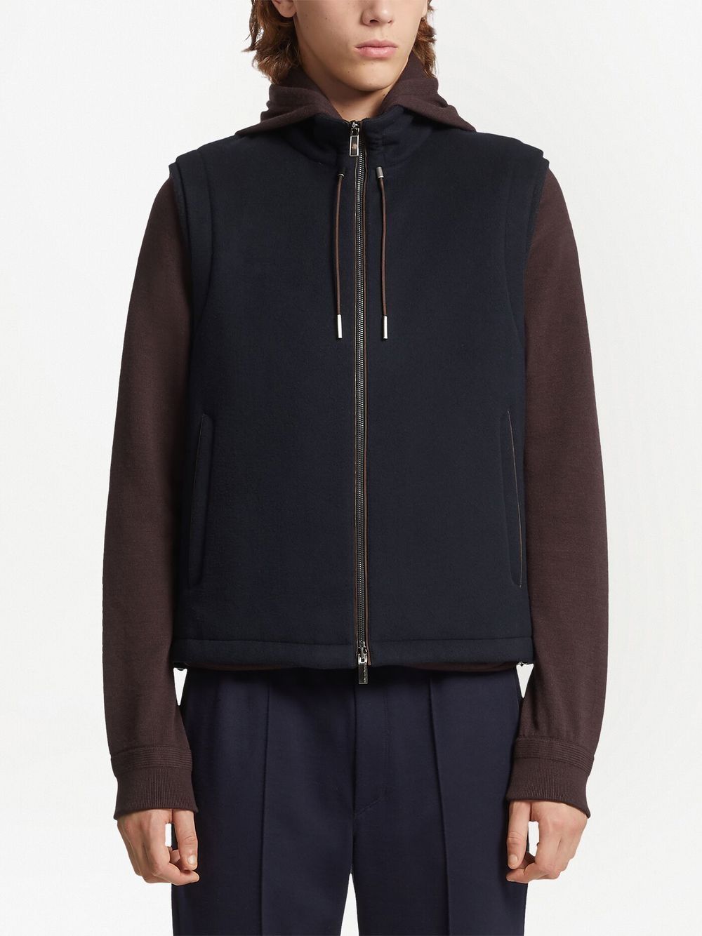 Shop Zegna Down-filled Wool Gilet In Blue