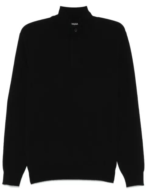 Zegna Black Oasi Cashmere Zip Mock Neck Sweater