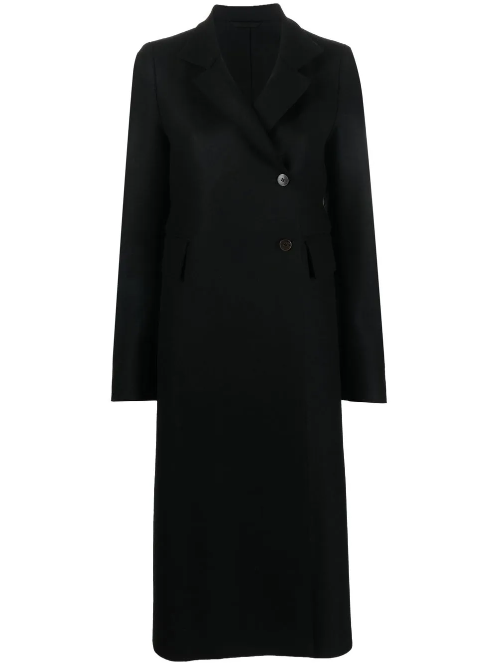 

SAPIO asymmetric fastening wool coat - Black