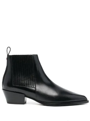 Leather pointy boots sales