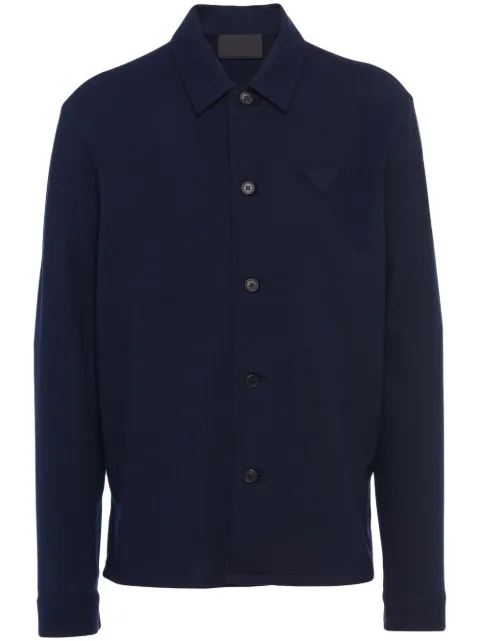 Prada triangle-logo wool-blend shirt