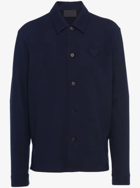 Prada triangle-logo wool-blend shirt