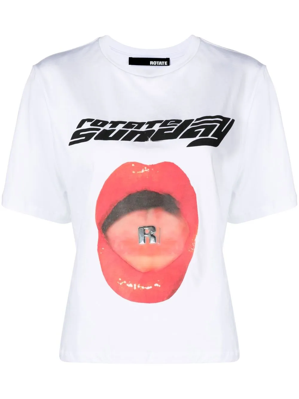 

ROTATE logo-print cotton t-shirt - White