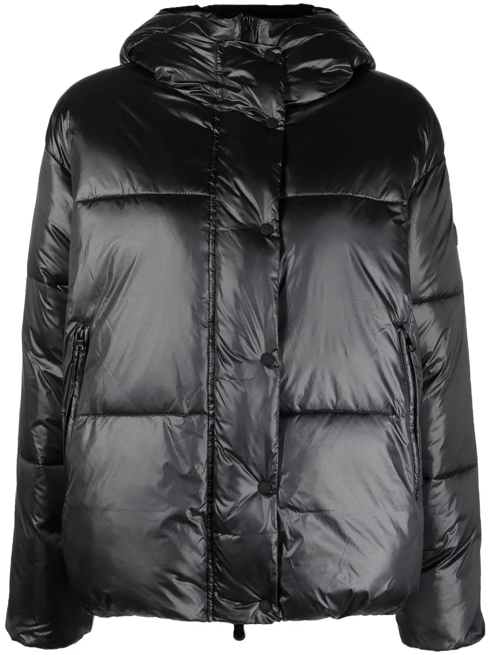 

Save The Duck metallic hooded quilted jacket - Black