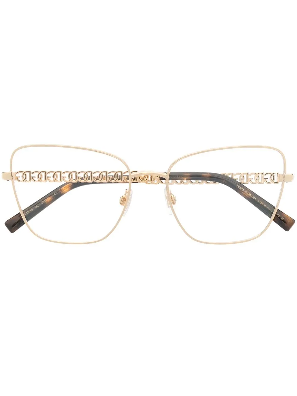 

Dolce & Gabbana Eyewear logo-plaque cat-eye glasses - Gold