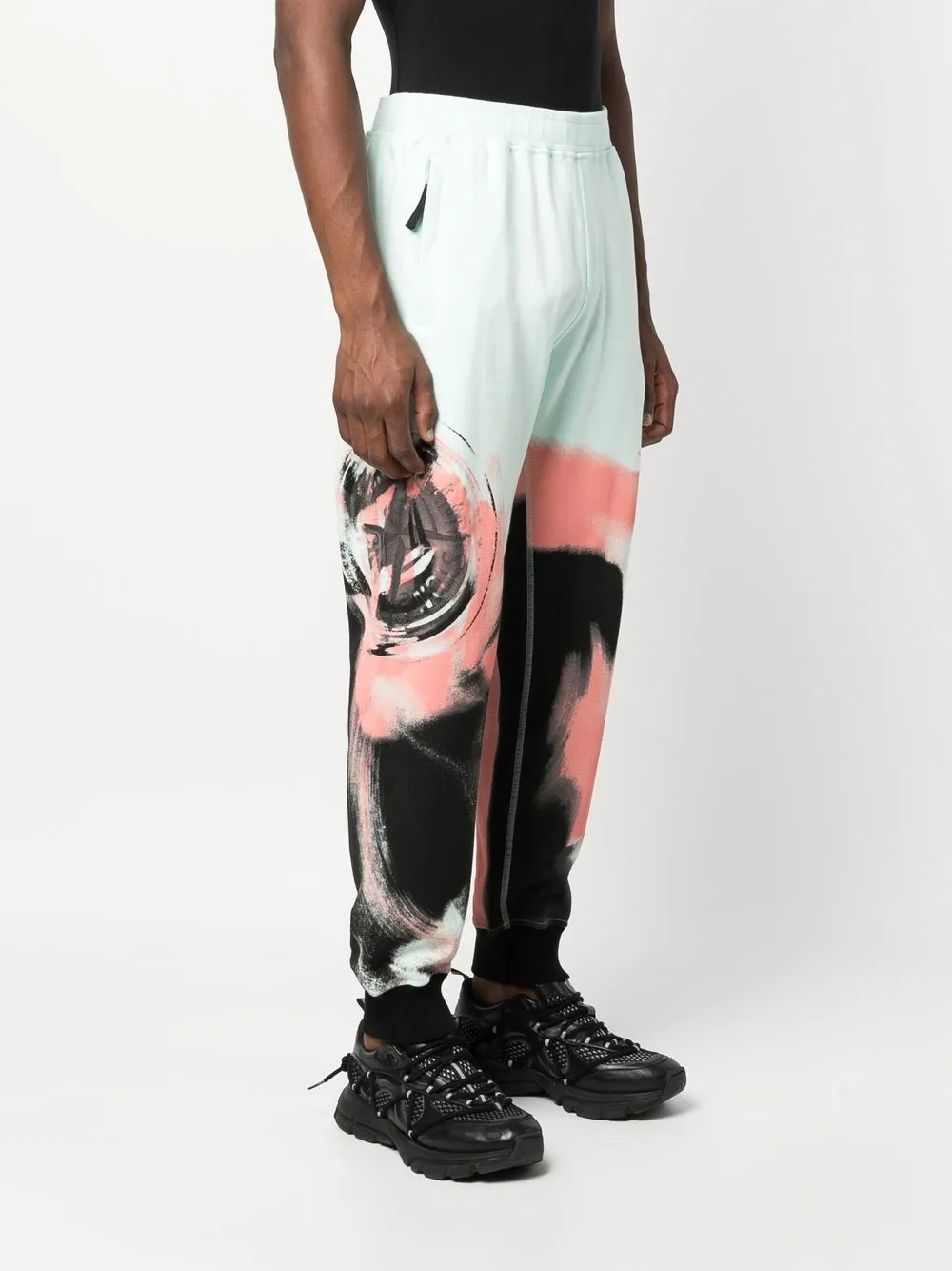 Stone Island Motion Saturation Abstract-print Track Pants In 绿色