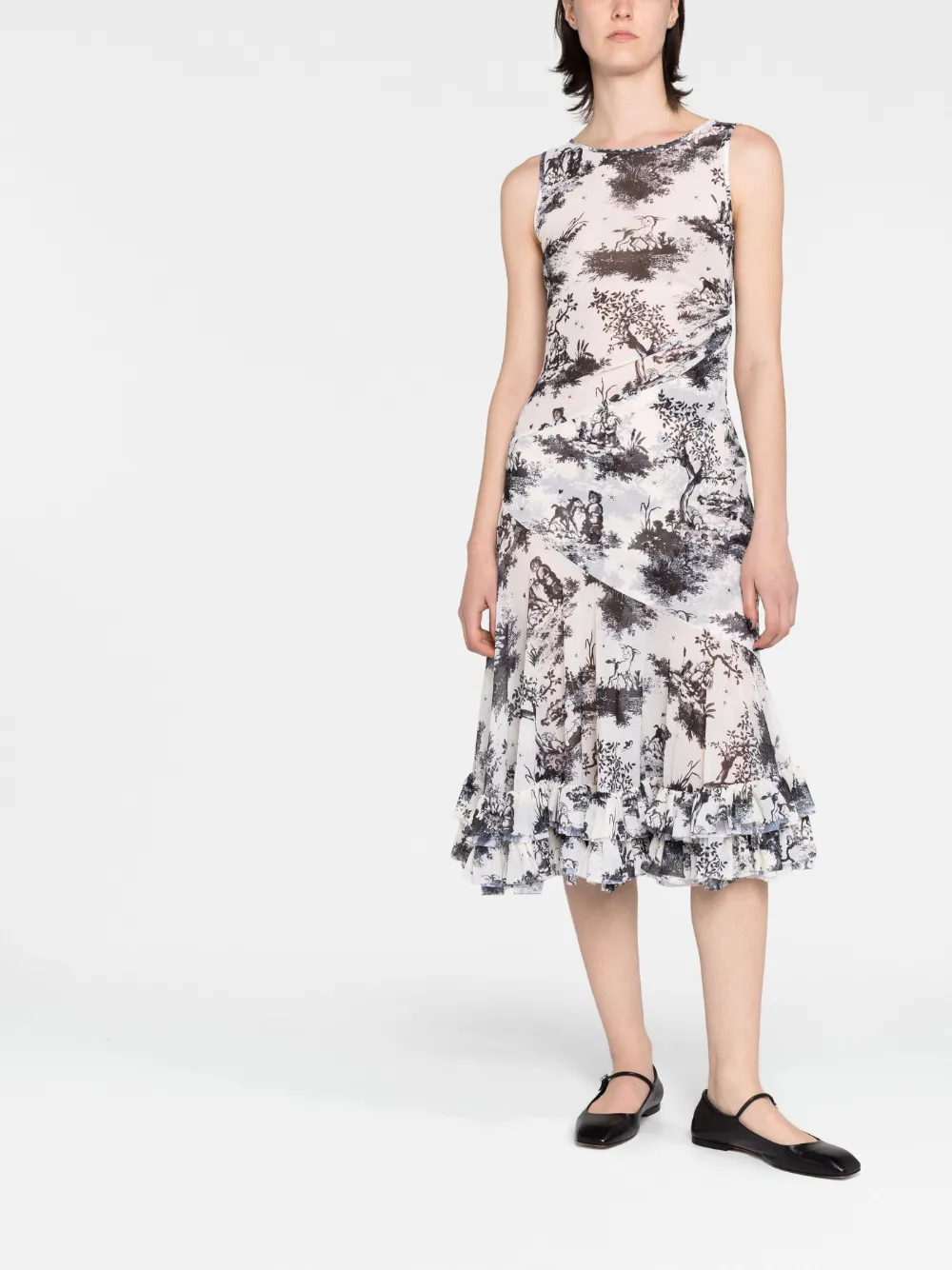 Molly Goddard Midi-jurk met print - Beige