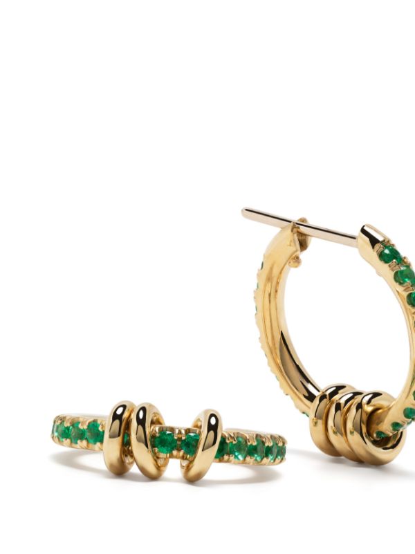 Emerald hoop store earrings yellow gold