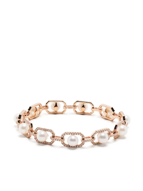Shay 18K Rose Gold Diamond and Pearl Bracelet