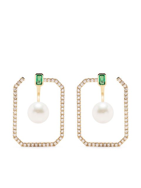 SHAY 18kt yellow gold multi-stone hoop earring
