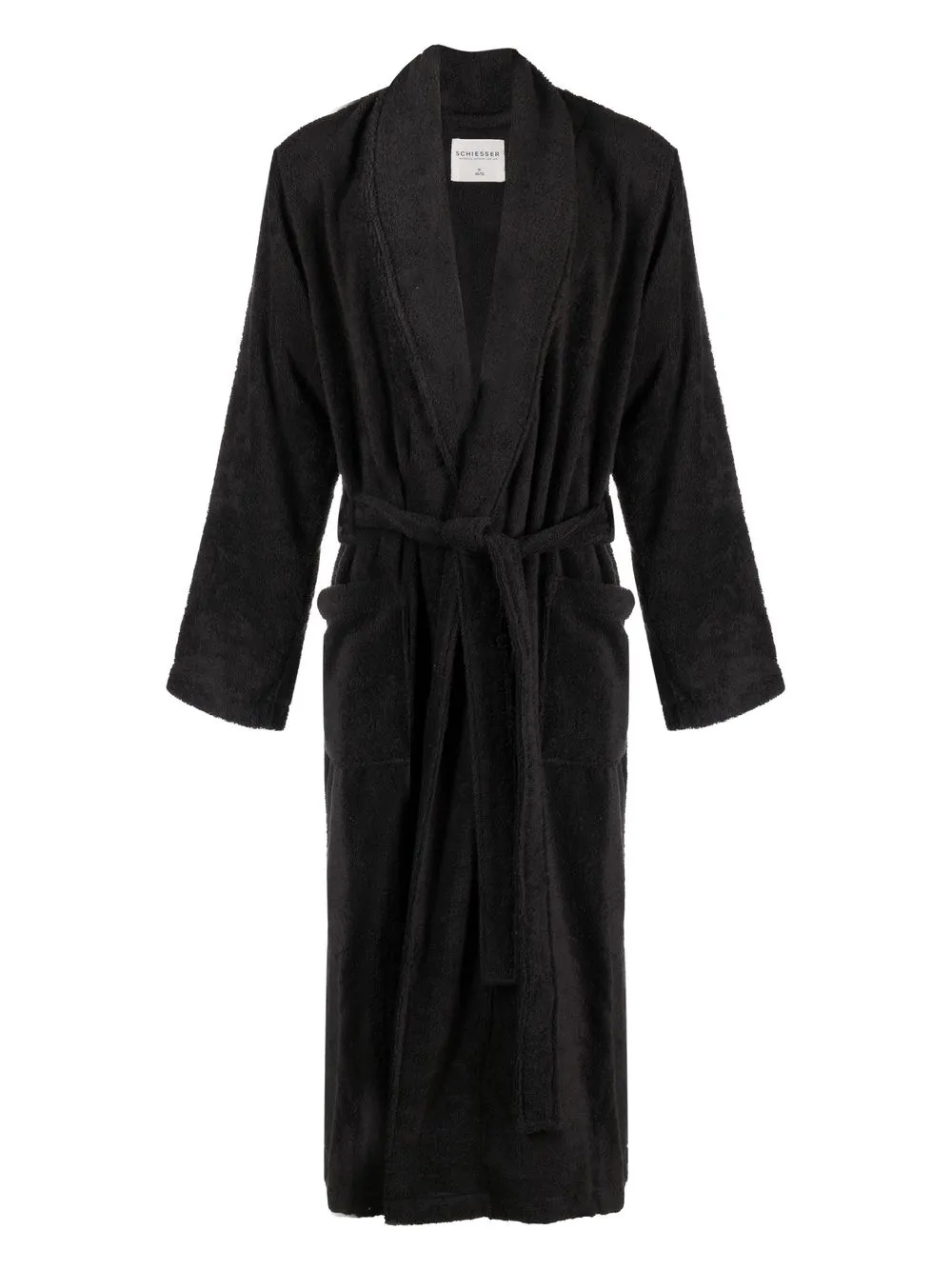 Schiesser Frottier Bath Robe In Black