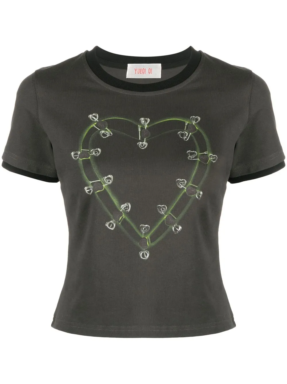 Yueqi Qi Safety Pin Heart T-shirt In Grey | ModeSens