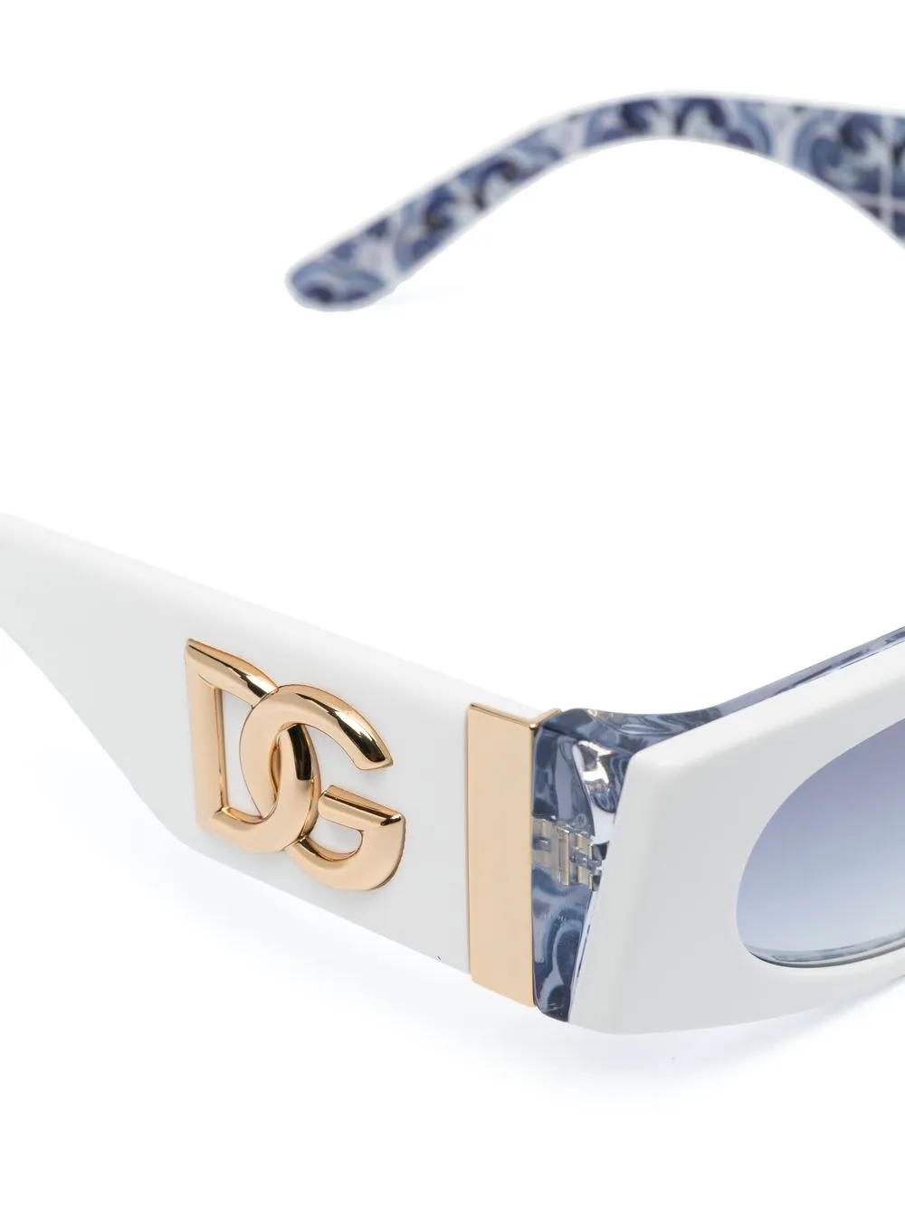 Dolce & Gabbana Logo-plaque Square-frame Sunglasses In White