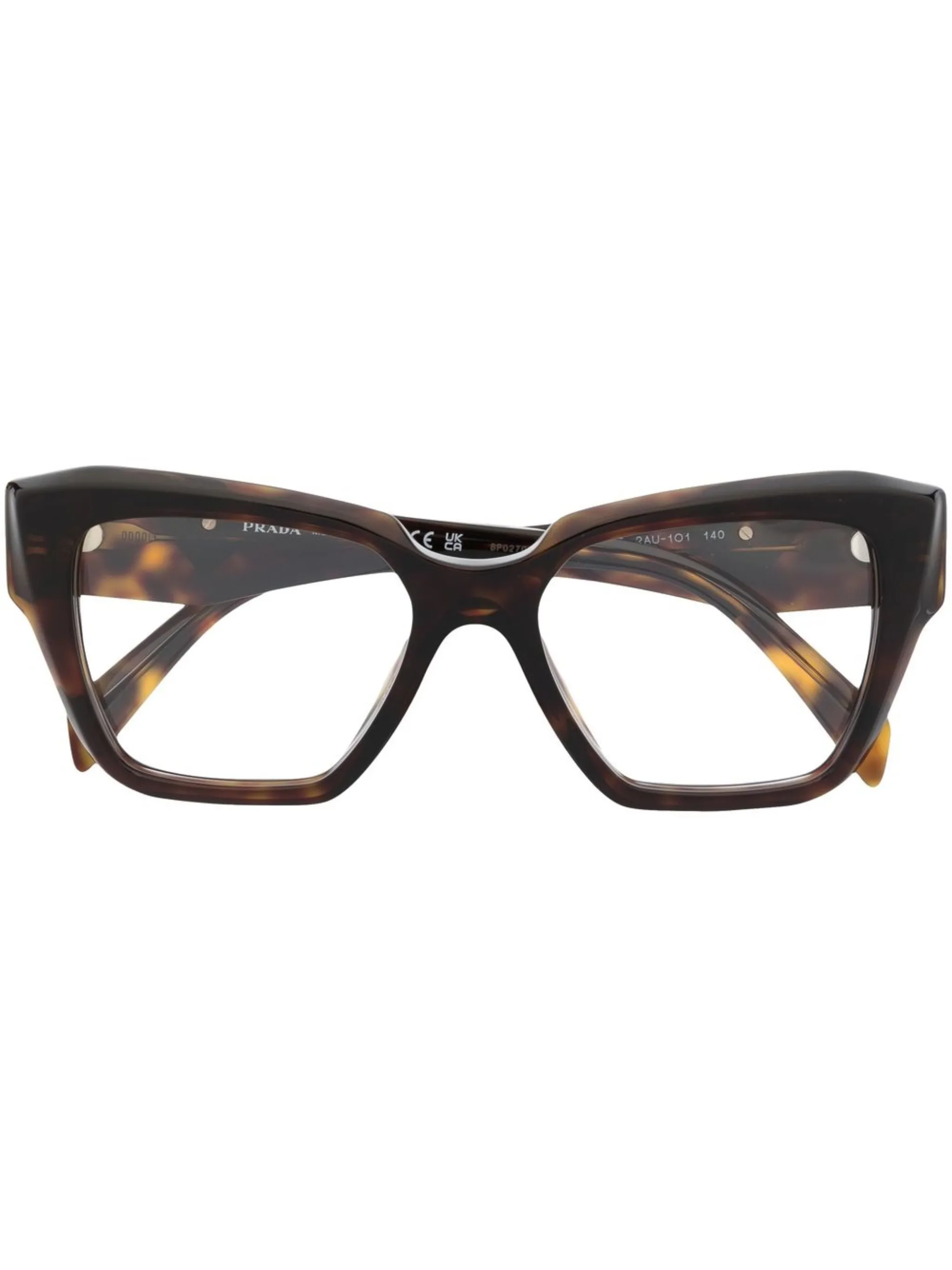 Prada Symbole logo‑plaque rectangular glasses in black, front view