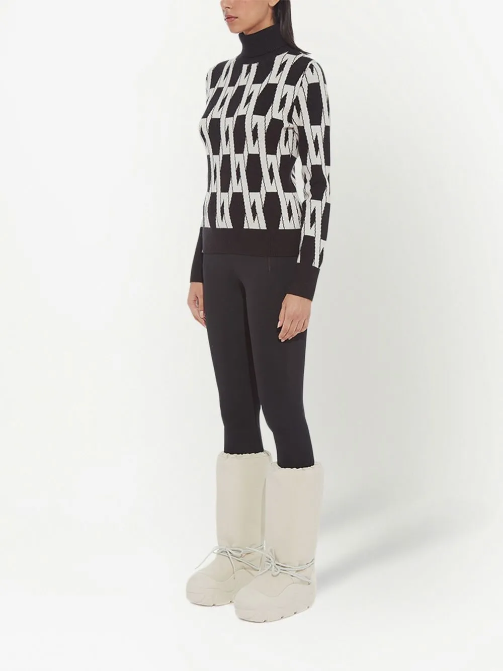 Apparis Patterned Roll Neck Jumper In 黑色
