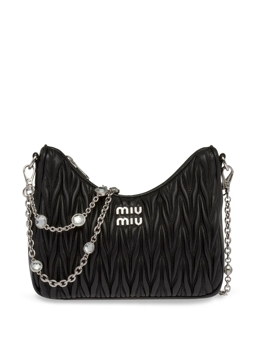 Leather Shoulder Bag in Black - Miu Miu