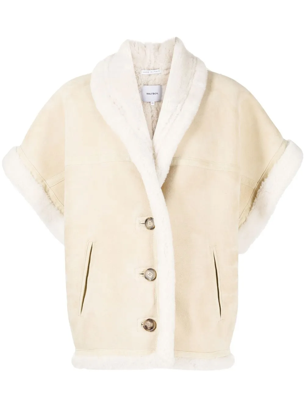 

Halfboy button-front shearling-trim coat - Brown