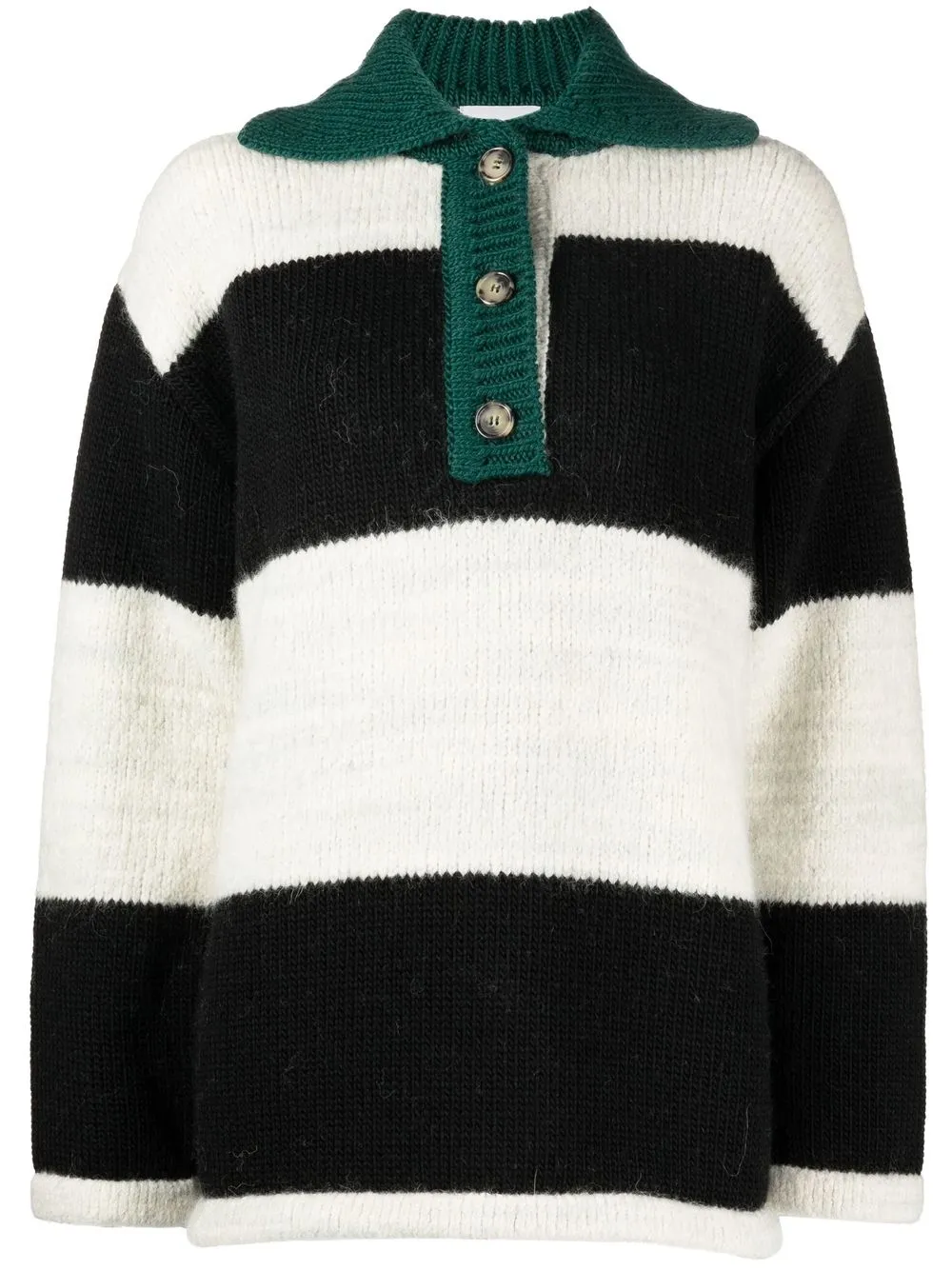 

Halfboy striped knitted collared jumper - White