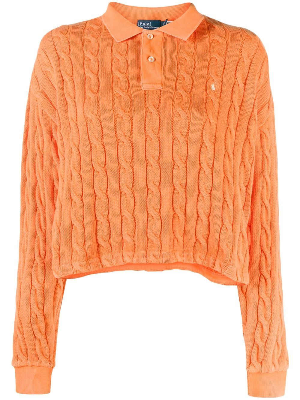 Polo Ralph Lauren Cable-knit Cotton Polo Shirt In Orange