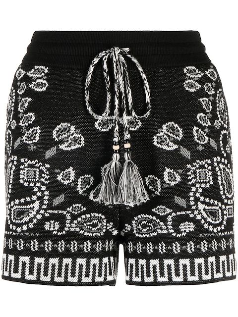 Alanui paisley knit shorts