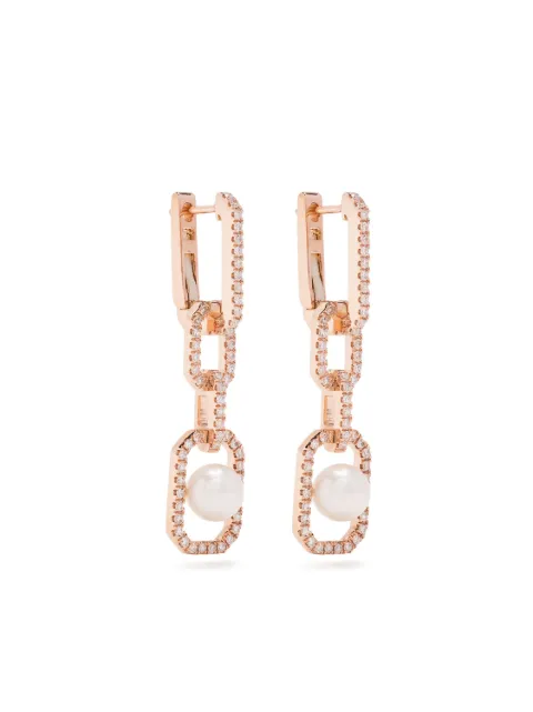 SHAY 18kt yellow gold diamond and pearl drop earrings