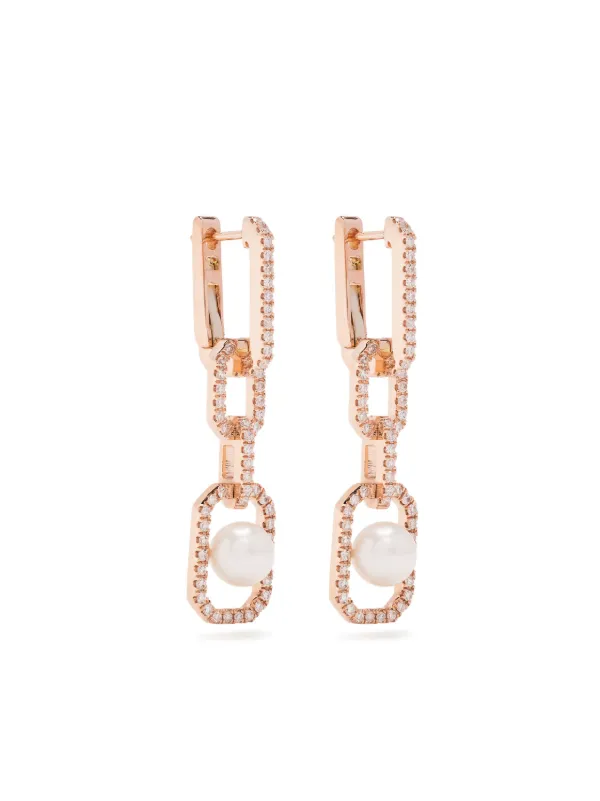 Shay 18kt Yellow Gold Diamond and Pearl Drop Earrings