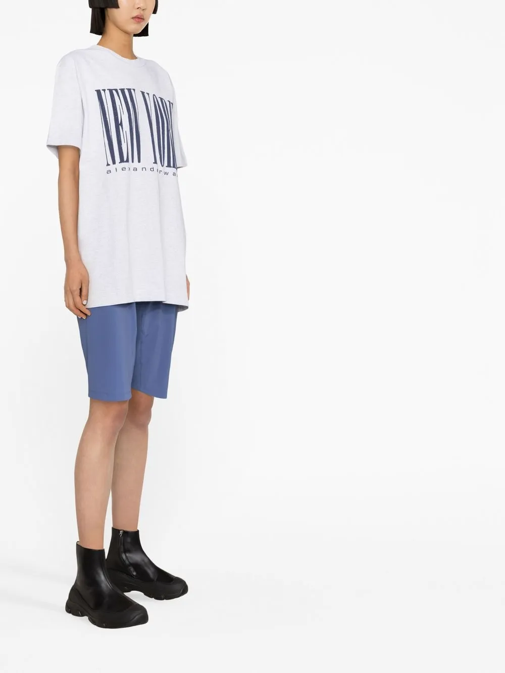 Alexander Wang Ny Puff Graphic Tee In Compact Jersey In Grey | ModeSens