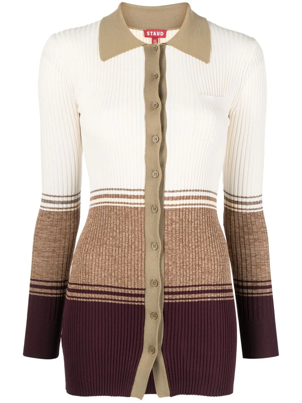 

STAUD colour-block knitted cardigan - Neutrals